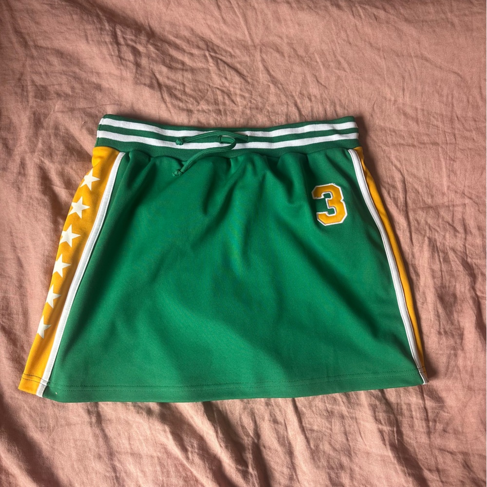 Vintage y2k sporty Blokecore Green and Yellow Mini Skirt